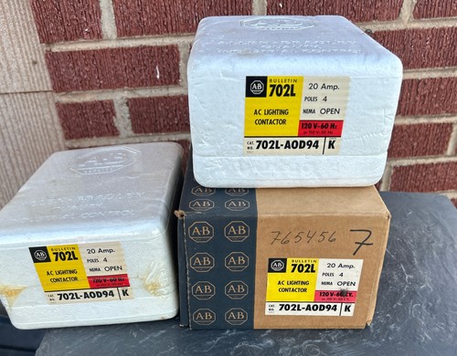 3 Contattori Allen-Bradley 702L-AOD94 Serie K con Bobina 120 Volt 4 Poli 20Amp - Foto 1 di 13