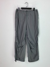 H&M Grey Cotton Cargo Trousers Casual Utility Drawstring Waist Pants UK M