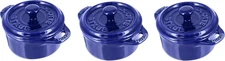 STAUB Ceramics Dutch Oven 3-piece Mini Round Cocotte, Dark Blue