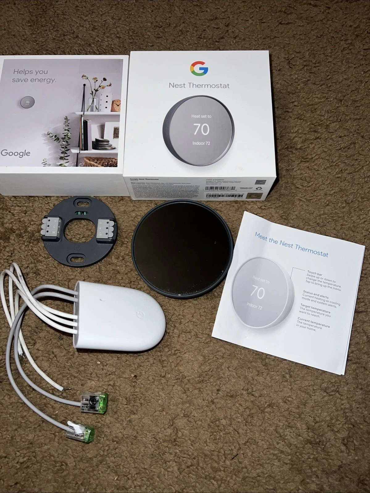 Google Nest G4CVZ Charcoal Wall Mounted Program Thermostat & GVNZ4 Power Connect