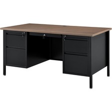 60W x 30D Steel Teachers Desk Walnut Top with...