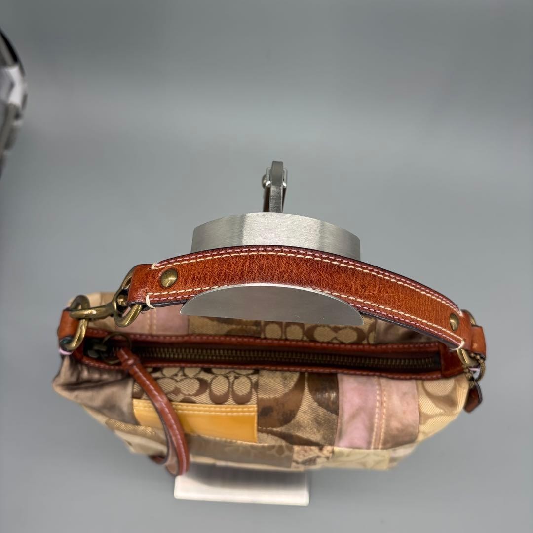 COACH Patchwork Beige Canvas Leather Accessory Po… - image 4