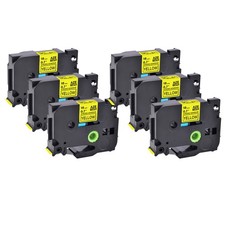 6PK Extra Adhesive Black on Yellow Label Tape For Brother TZ TZe-S641 18MM