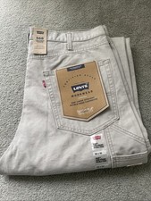 Levi's 568 Loose Carpenter Double Knee Pants Light Gray Canvas Men's Sz. 36x32