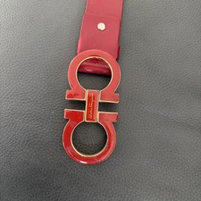 SALVATORE FERRAGAMO Red /Gold Buckle Matte Leather Belt. Please Read