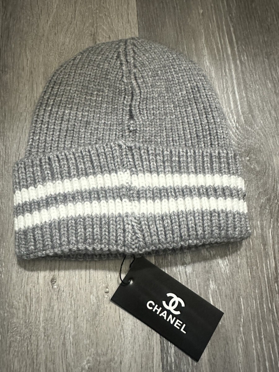 CHANEL グレー ビーニー Chanel Beanie Grey And White | eBay