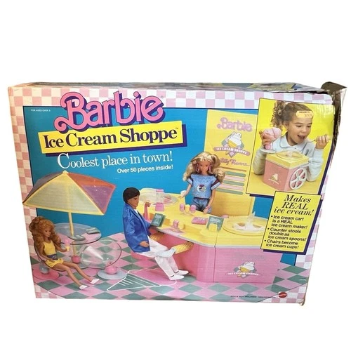 Vintage 1986 Barbie Ice Cream Shoppe Play Set Mattel 90% Complete AS-IS