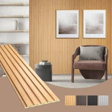 WPC Acoustic Slat Wall Paneling, 8-Pack 96 x 6 Inches 3D Wall Panels for Inte...