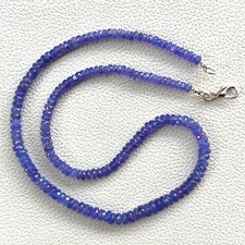 Tanzanite 4.5-5.5mm Faceted Rondelle Beads Necklace 16" Tanzania Natural Gem