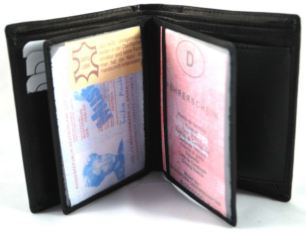 GeldböRse Portemonnaie Brieftasche Geldbeutel Echt Leder Schwarz Herren Weich-image
