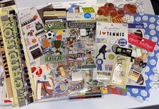 Extra Large Lot Of Sports Scrapbooking Supplies Stickers Paper Etc