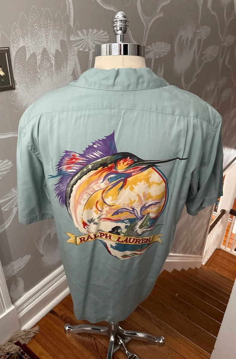 シャツ polo  ralph lauren vintage camp fish XL Polo Ralph Lauren Fish Casual Button-Down Shirts for Men for sale