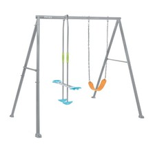 Intex Two Feature Colored Playground Swing Set with Trapeze Bar for Kids, Gray