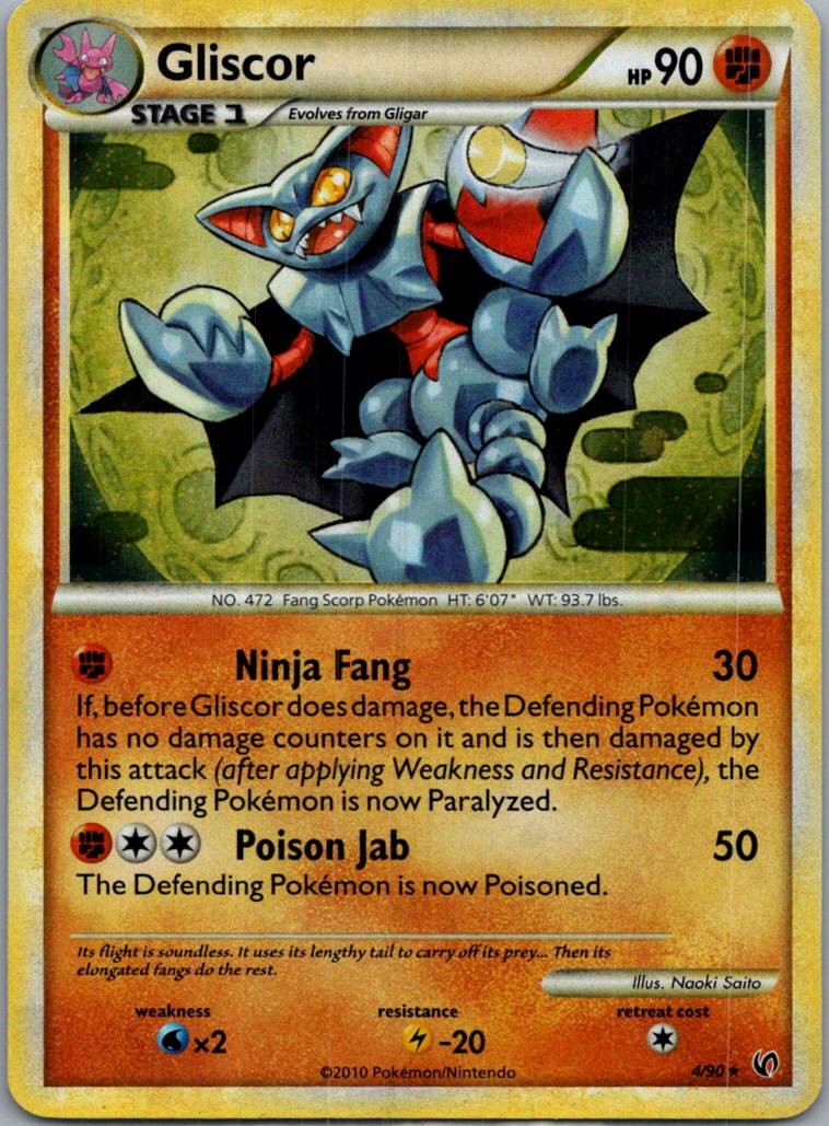 Gliscor 4/90 Holo Rare HGSS Undaunted Pokemon Lightly Played