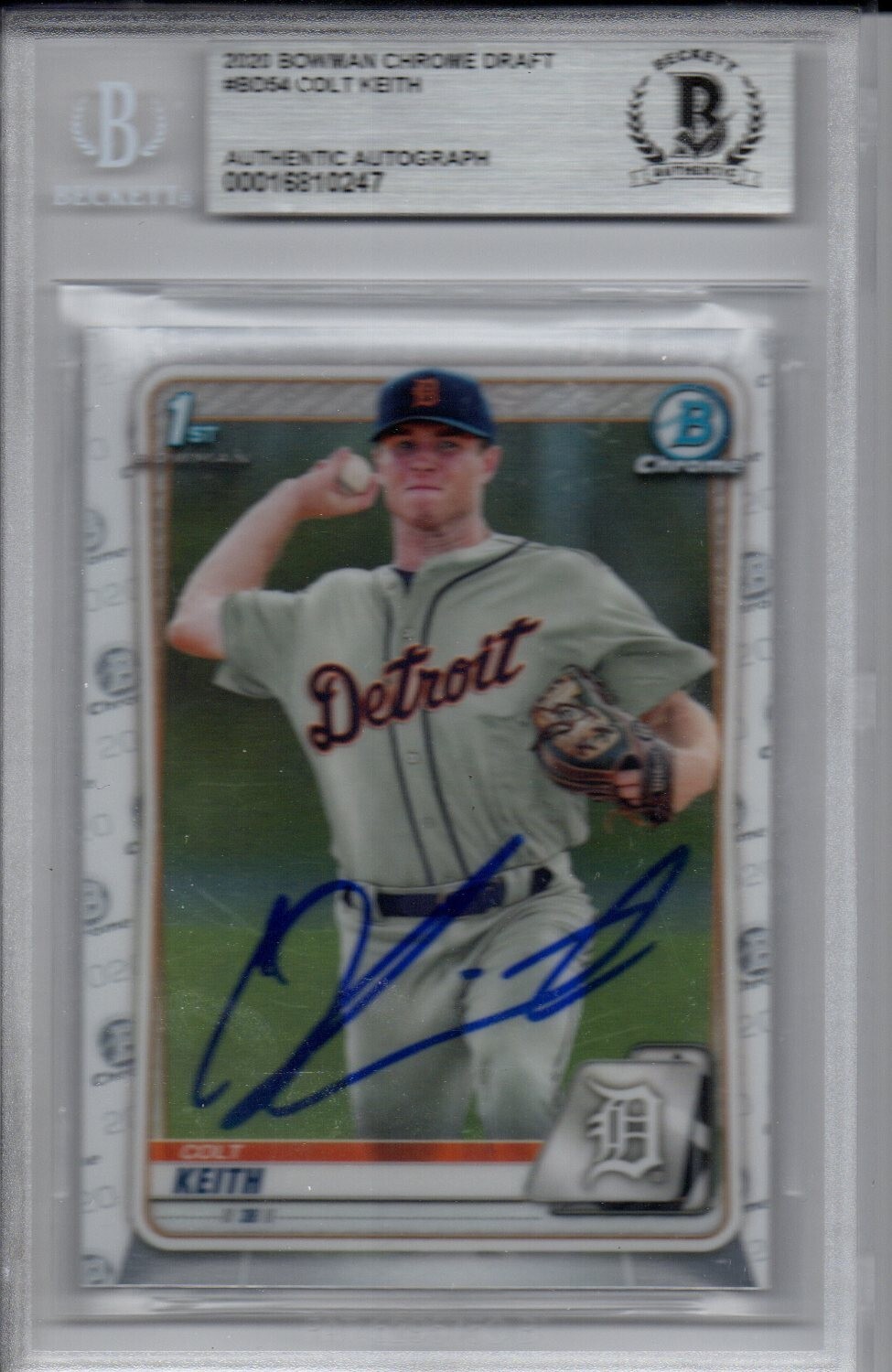 Colt Keith Tigers 2020 Bowman Chrome Draft Autograph Signed Rookie Card Beckett