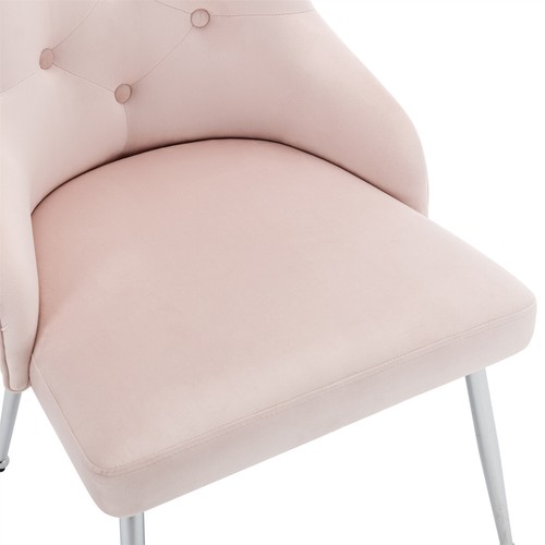 Velvet Dining Chair Padded Dining Room Kitchen Chair Home Restaurant Pink - Picture 11 of 14