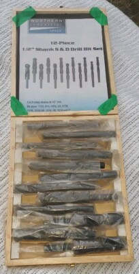 #ad #ad 12 Pc 1 2” Shank S amp; D Drill Bit Set Northern Industrial Tools New $89.99