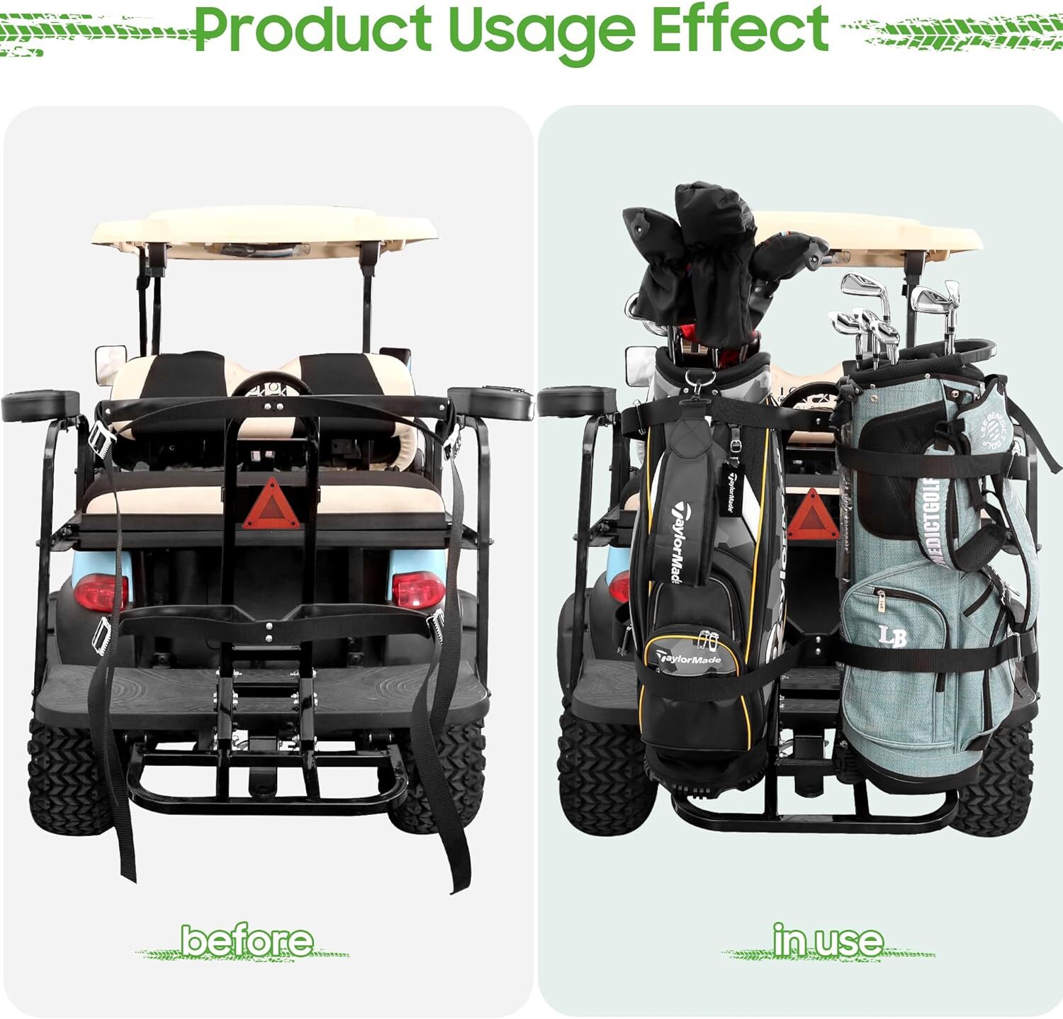 Golf Cart Bag Holder Rack for Yamaha EZGO TXT RXV Club Car DS Precedent