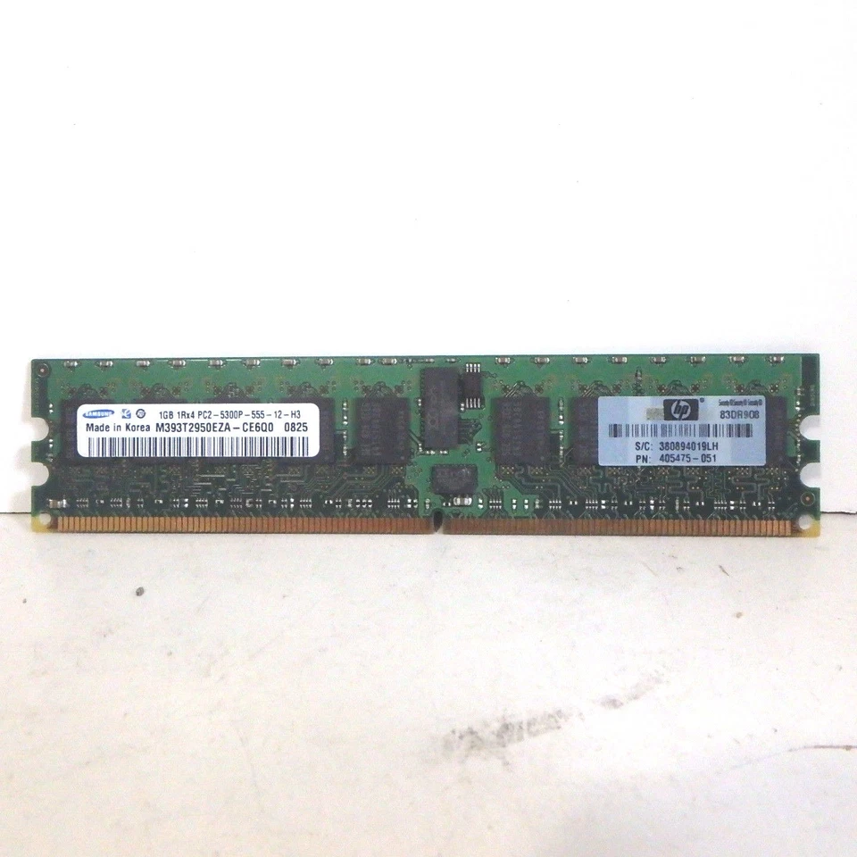 HP 405475-051 1GB 1Rx4 PC2-5300P-555-12-H3 Card M393T2950EZA-CE6Q0, 405475-051 - Image 2 of 3