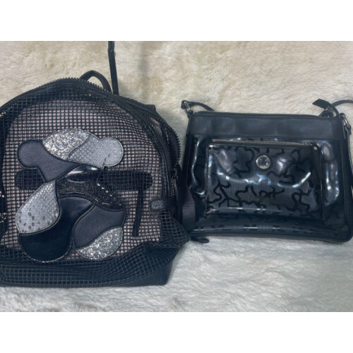 TOUS Bear Black Shoulder Bag Backpack Set of 2 [Used EXC  display picture 1