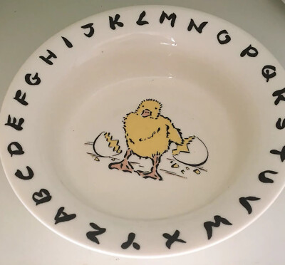 Lisa Katzenstein England Children s ABC Bowl Baby Chick And Cracked Egg Design.