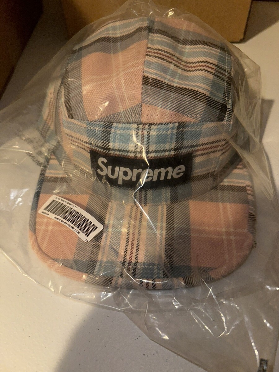 Supreme Rose Plaid Lochcarron Camp Cap In hand DSWT free shipping