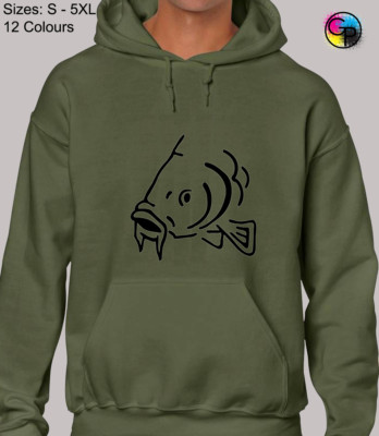 Karpfen Silhouette Angeln Fischer Geschenk Unisex Kapuze Hoodie Oberteil für Männer & Frauen