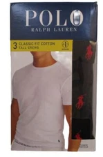 2 OR 3 POLO RALPH LAUREN BIG & TALL COTTON WHITE BLACK CREW T-SHIRTS UNDERSHIRT