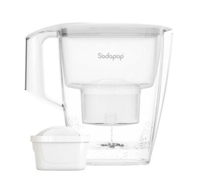 SODAPOP Wasserfilterkanne Selina 1,5 Liter inkl. 1x Wasserkartusche weiß