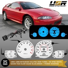 Bluegreen Glow Gauge White Overlay For 95-99 Mitsubishi Eclipse Nonturbo 9k Rpm