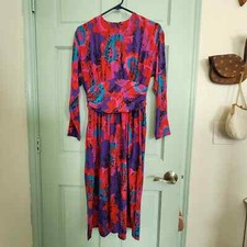 Vintage abstract painted dress womens 8