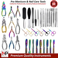 Pro Manicure Pedicure Kit Nail Care Tools Cuticle Scissors & Podiatry Cutter