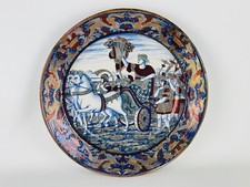 Antico Piatto Maiolica Lustro Gran Fuoco 43cm Gualdo Tadino XIX Sec.