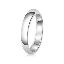 4mm Plain Comfort Fit Wedding Band Ring For Women's 14K White Gold Plated