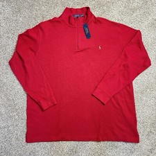 Polo Ralph Lauren Mens Big  Tall Jersey Quarter Zip Sweater 2LT 2XLT 2TGL Red