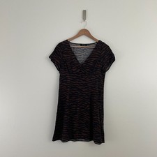 Madewell V-Neck Mini Dress in Abstract Animal True Black Womens Size 6
