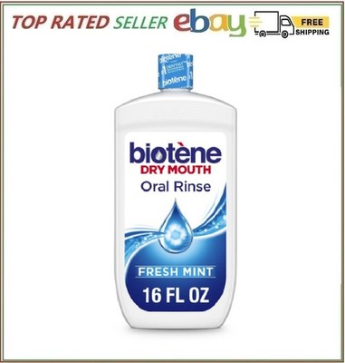 Biotene Oral Rinse Moisturizing Mouthwash for Dry Mouth Relief FRESH MINT 16 OZ