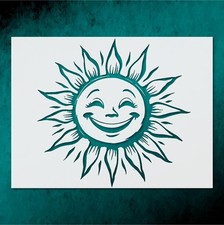 Smiling Sun Character Wall Art Reusable Plastic Stencil - StencilAir