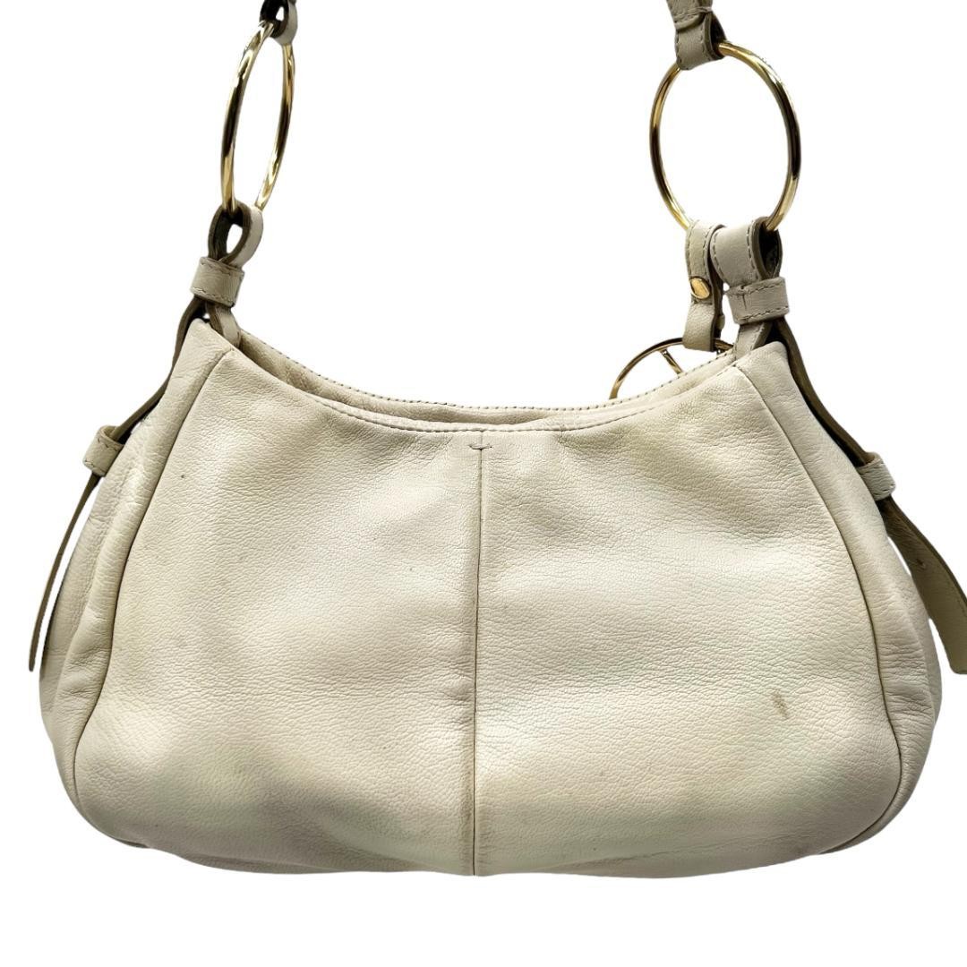 Anello borsetta Yves Saint Laurent pelle bianca oro