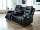 Electric Recliner 3 Seater Sofa Forbes Black Leather | USB | LED | Cup holders