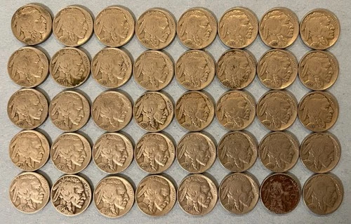 1930-1937 Buffalo Nickels - Full Date (All 4 Digits are Clear) 40 Coin Lot (8)