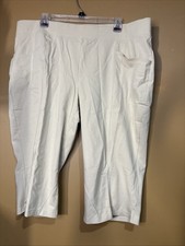 HC575 Denim Co. Active Capri Skimmer Pants Sz 1X Beige Stretch A394816 Women