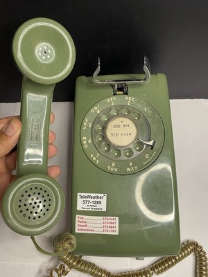 1970 s Western Electric Vintage Rotary Wall Telephone Original Moss Green EUC
