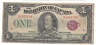 CANADA  1 DOLLAR BANKNOTE  1923  P#33g   FINE — photo 1