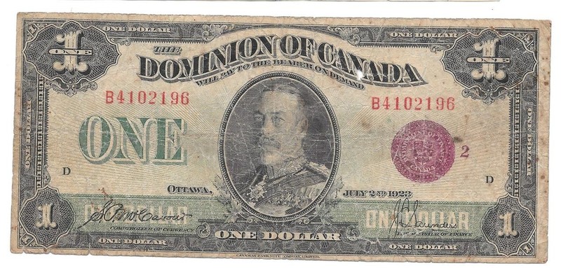 CANADA  1 DOLLAR BANKNOTE  1923  P#33g   FINE