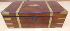Antique WRITING SLOPE georgian MILITARY  BOX CAMPAIGN HANDLES Brass Bound