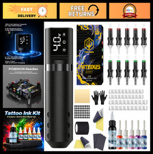 Wireless Rotary Tattoo Gun Kit - Lightweight Pen Machine, 1500mAh Battery, Ink S