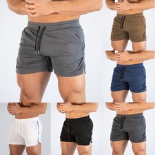 Khaki Gym Training Shorts Men Quick Dry Workout Fitness Bodybuilding Pants