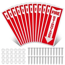 Ctosree 12 Pack Aluminum Fire Extinguisher Sign, 4 X 12 Rust Free Signs with Scr