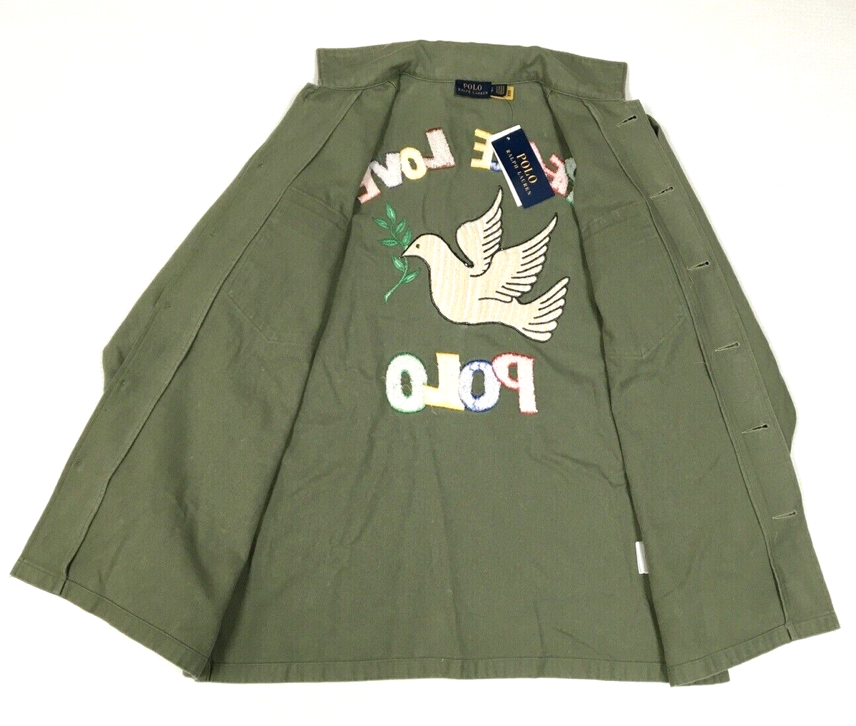 Polo Ralph Lauren Rainbow Peace Love Embroidered Military Army 